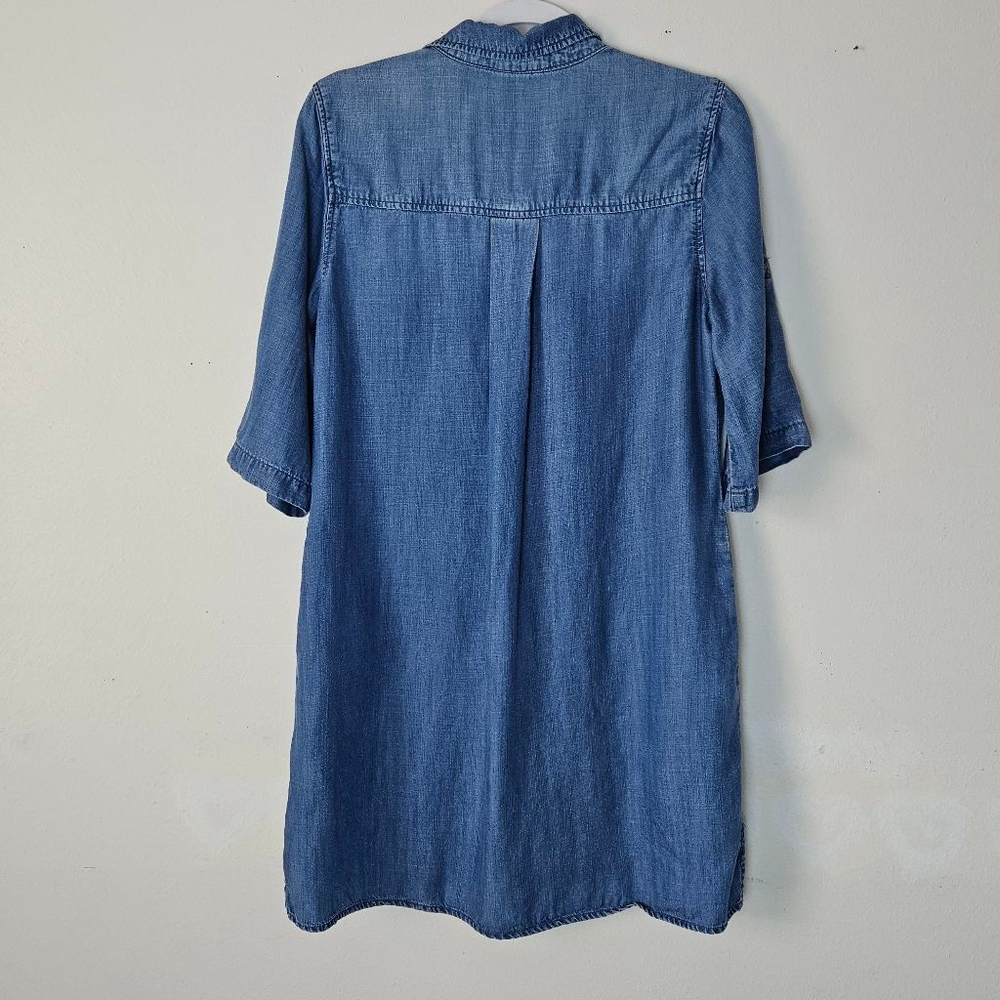 Cloth & Stone Acata Chambray Blue Denim Mini Dress S Tunic Shirt Dress - Picture 3 of 9